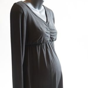 Black Long-Sleeved Empire-Waist Maternity Blouse